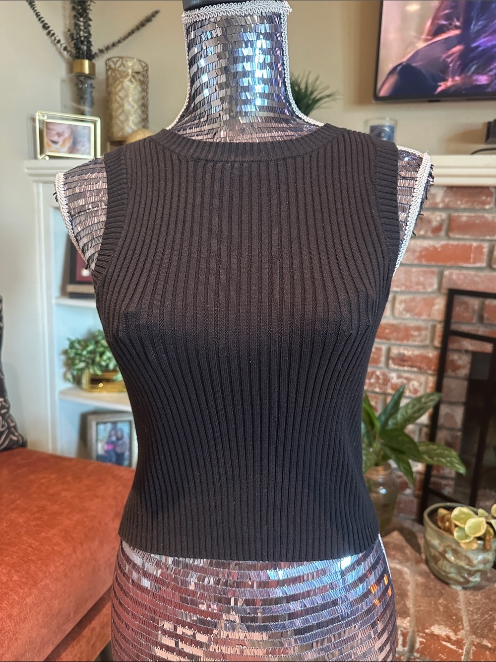 By Together Black Ribbed Sleeveless Tank Top